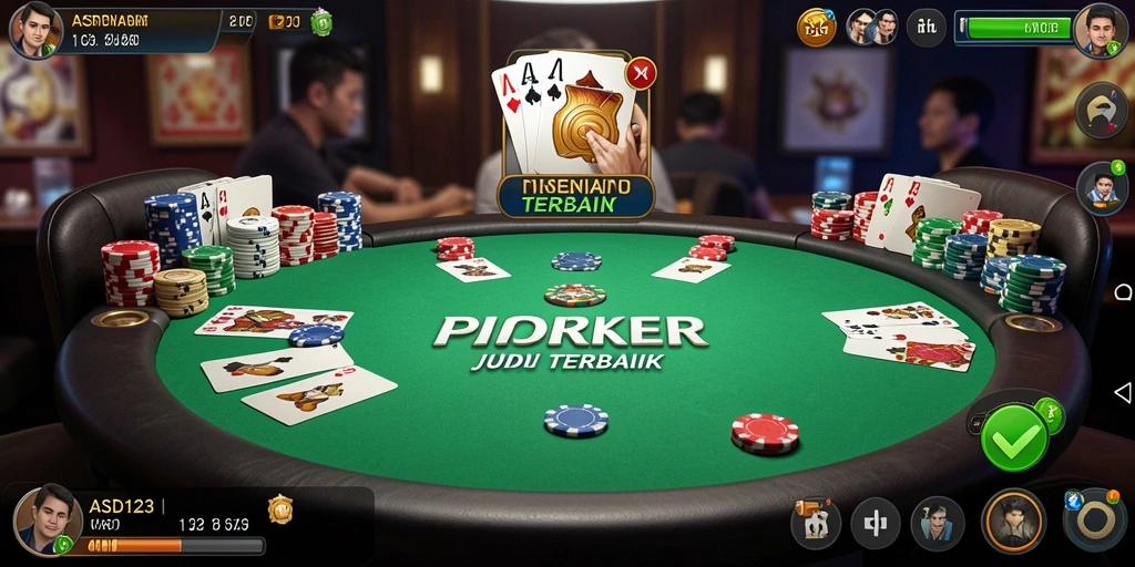 Screenshot gameplay ASD123 menunjukkan keseruan pertarungan poker antar pemain.