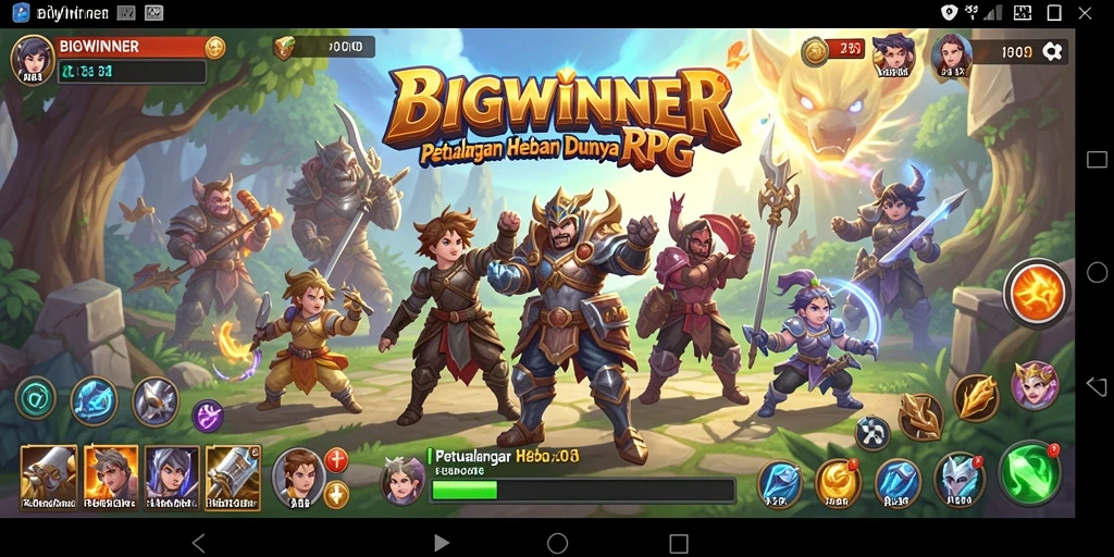 Screenshot utama BIGWINNER menampilkan aksi seru dalam petualangan RPG.