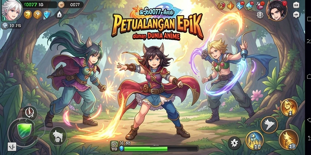 Screenshot gameplay menampilkan aksi karakter Anime yang keren.