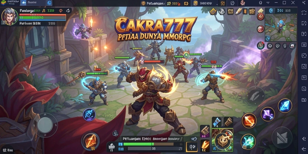 Screenshot yang menunjukkan aksi pertarungan di dunia MMORPG CAKRA777.