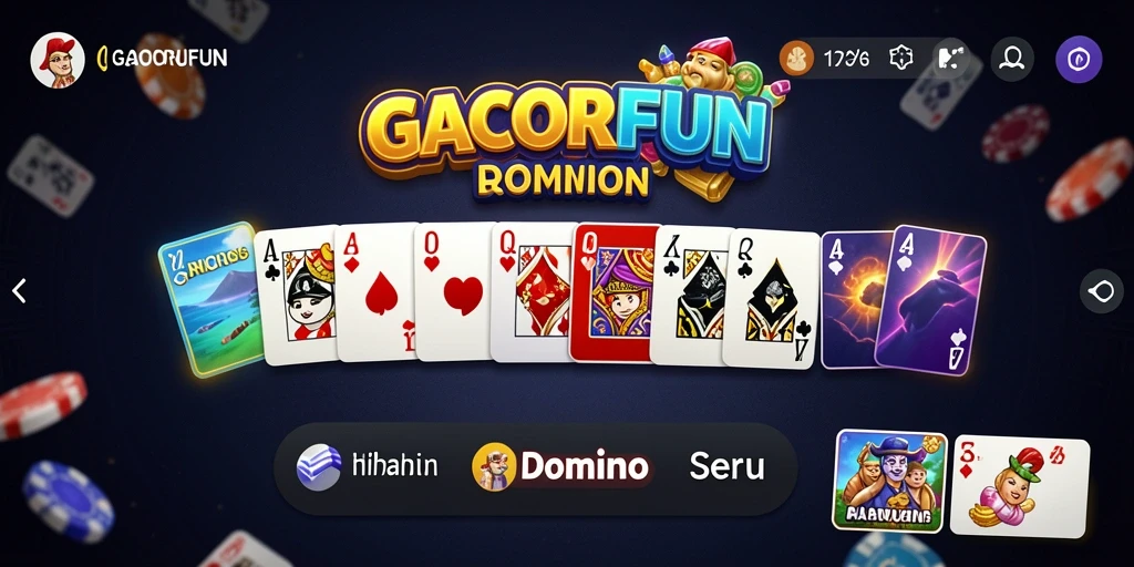 Screenshot gameplay GACORFUN menampilkan suasana pertandingan Domino yang seru.