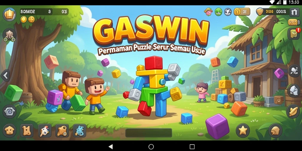 Tangkapan layar GASWIN menampilkan gameplay menarik dengan level puzzle yang beragam.