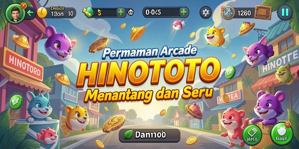 Screenshot HINOTOTO menampilkan momen seru dalam permainan Arcade.