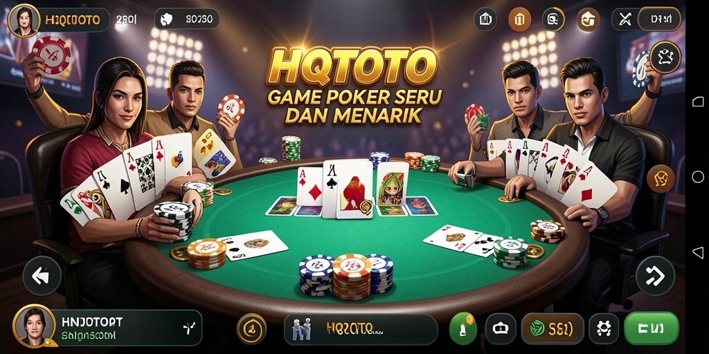 Screenshot HQTOTO menampilkan gameplay Poker yang menegangkan.