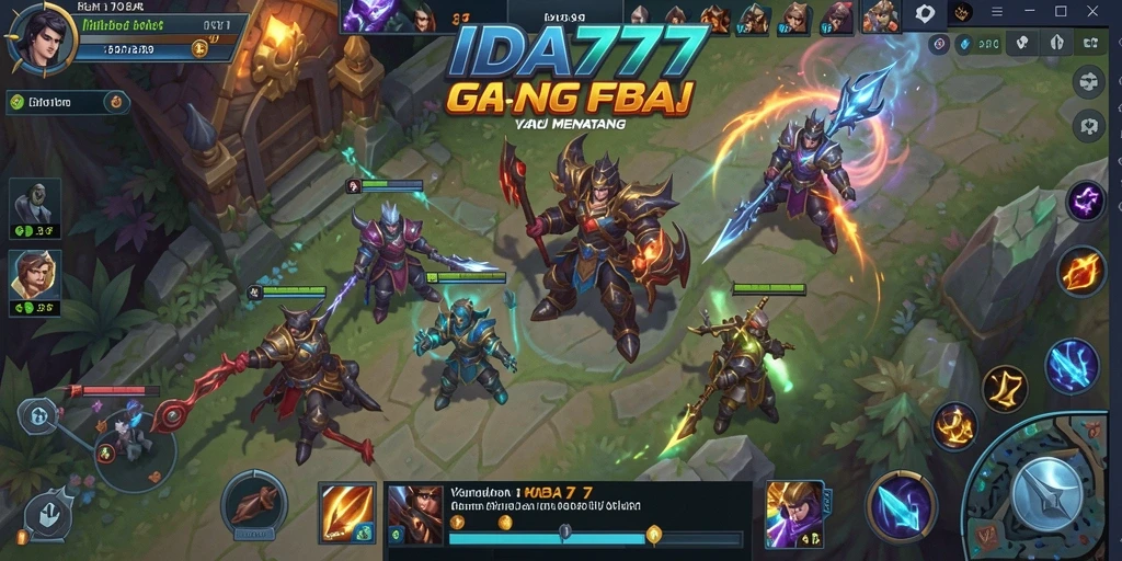 Screenshot gameplay seru dari IDA777 yang menunjukkan aksi pertarungan MOBA.