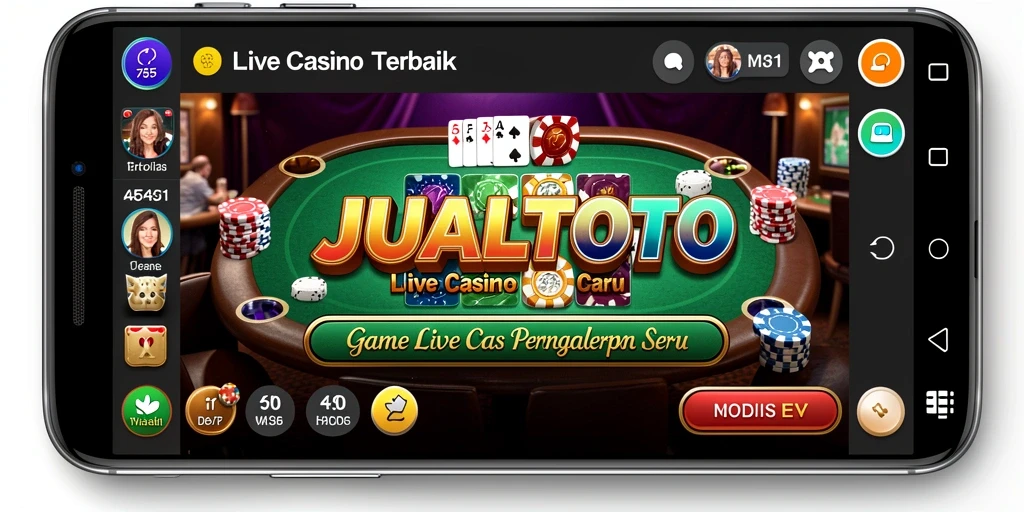 Screenshot gameplay JUALTOTO menunjukkan dealer cantik dan permainan yang menegangkan.