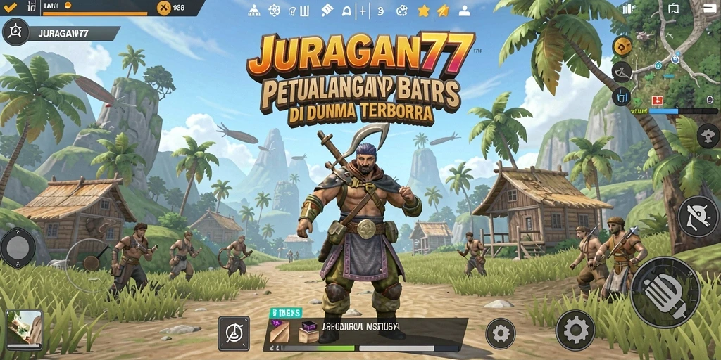 Tangkapan layar gameplay JURAGAN77 menampilkan dunia terbuka yang luas dan indah.