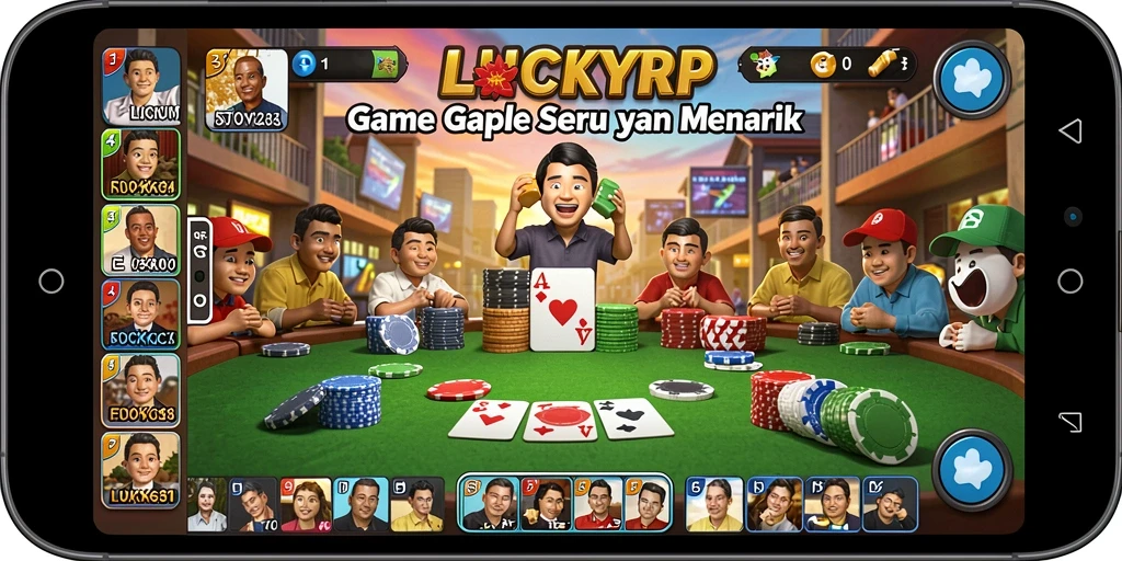 Screenshot gameplay seru LUCKYRP dalam aksi Gaple.