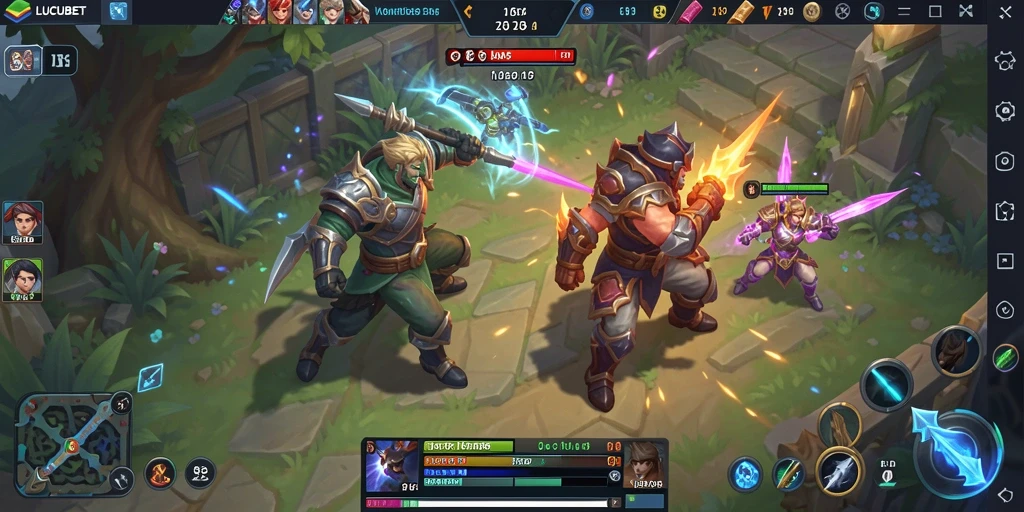Tangkapan layar gameplay LUCUBET dengan pertarungan seru.