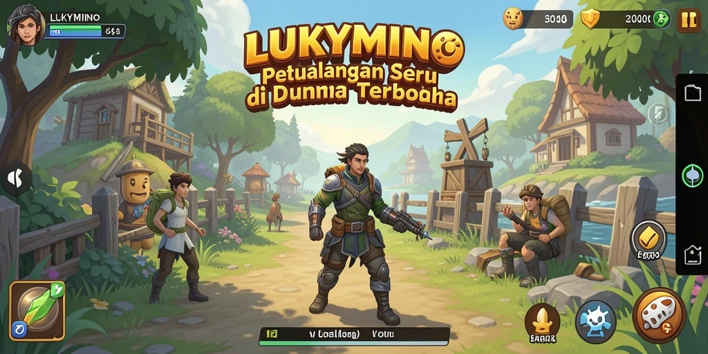 Tampilan gameplay LUKYMINO yang menakjubkan di dunia terbuka.