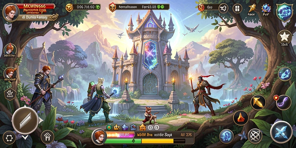 Tampilan gameplay <strong>MKWIN666</strong> yang menegangkan dengan menara pertahanan.