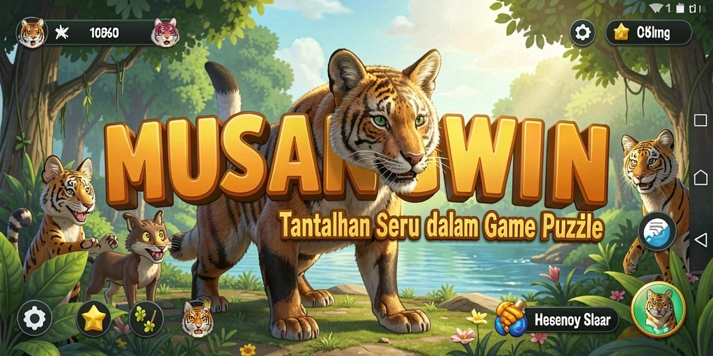 Screenshot utama MUSANGWIN menampilkan gameplay penuh teka-teki dan strategi.