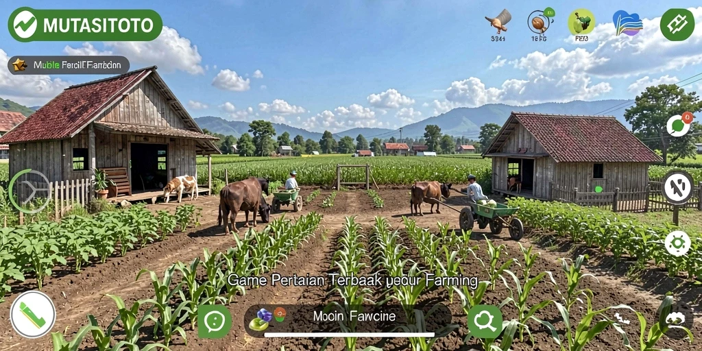 Tampilan gameplay <strong>MUTASITOTO</strong> dengan suasana pertanian yang menyenangkan.