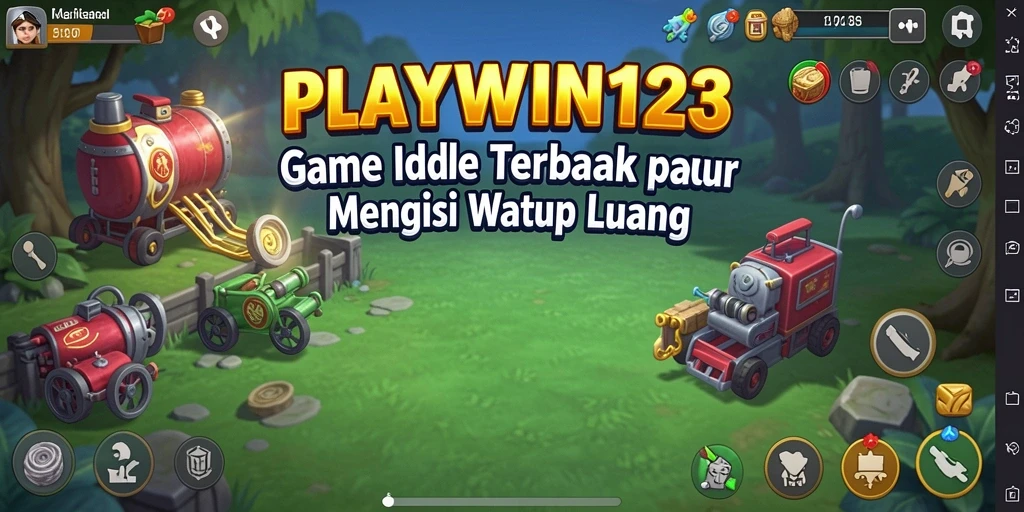 Tampilan gameplay menarik dari PLAYWIN123 yang menunjukkan kemajuan Idle.