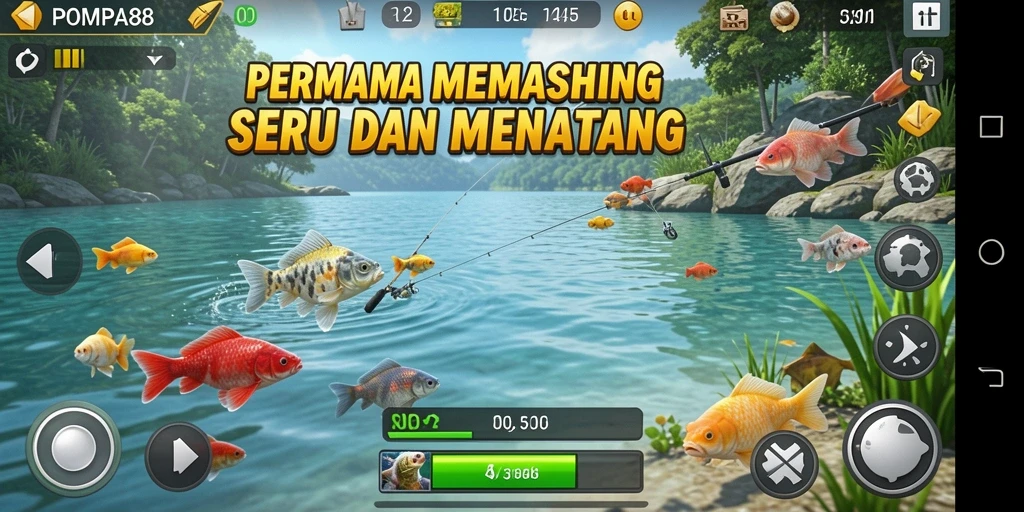 Screenshot gameplay POMPA88 menampilkan aksi memancing yang mendebarkan.