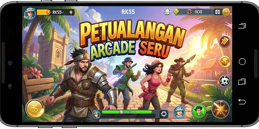 Tampilan menarik gameplay RK55 dengan karakter dan rintangan seru.