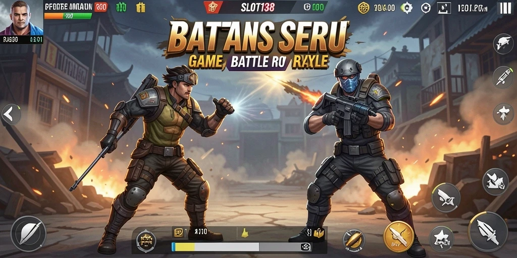 Tampilan gameplay seru di SLOT138 dengan aksi Battle Royale yang mendebarkan.