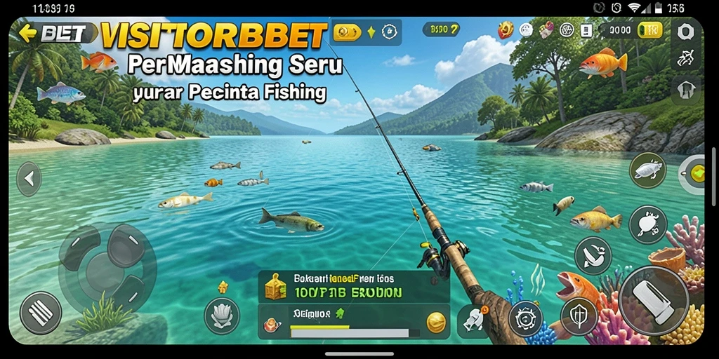 Screenshot utama VISITORBET menampilkan aksi memancing yang mendebarkan.